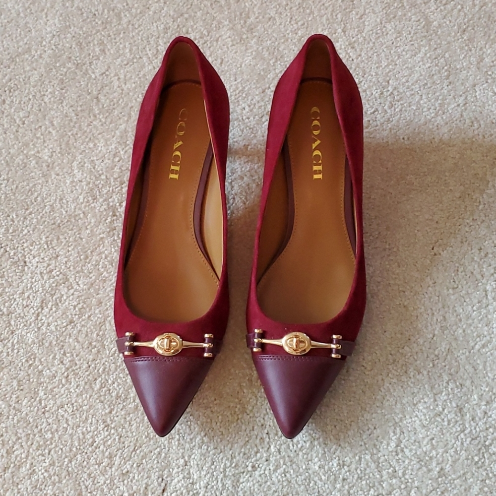 Coach Suede and Leather buckle pumps